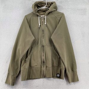 American Giant Mens Green Hooded Full Zip Size Large Distressed